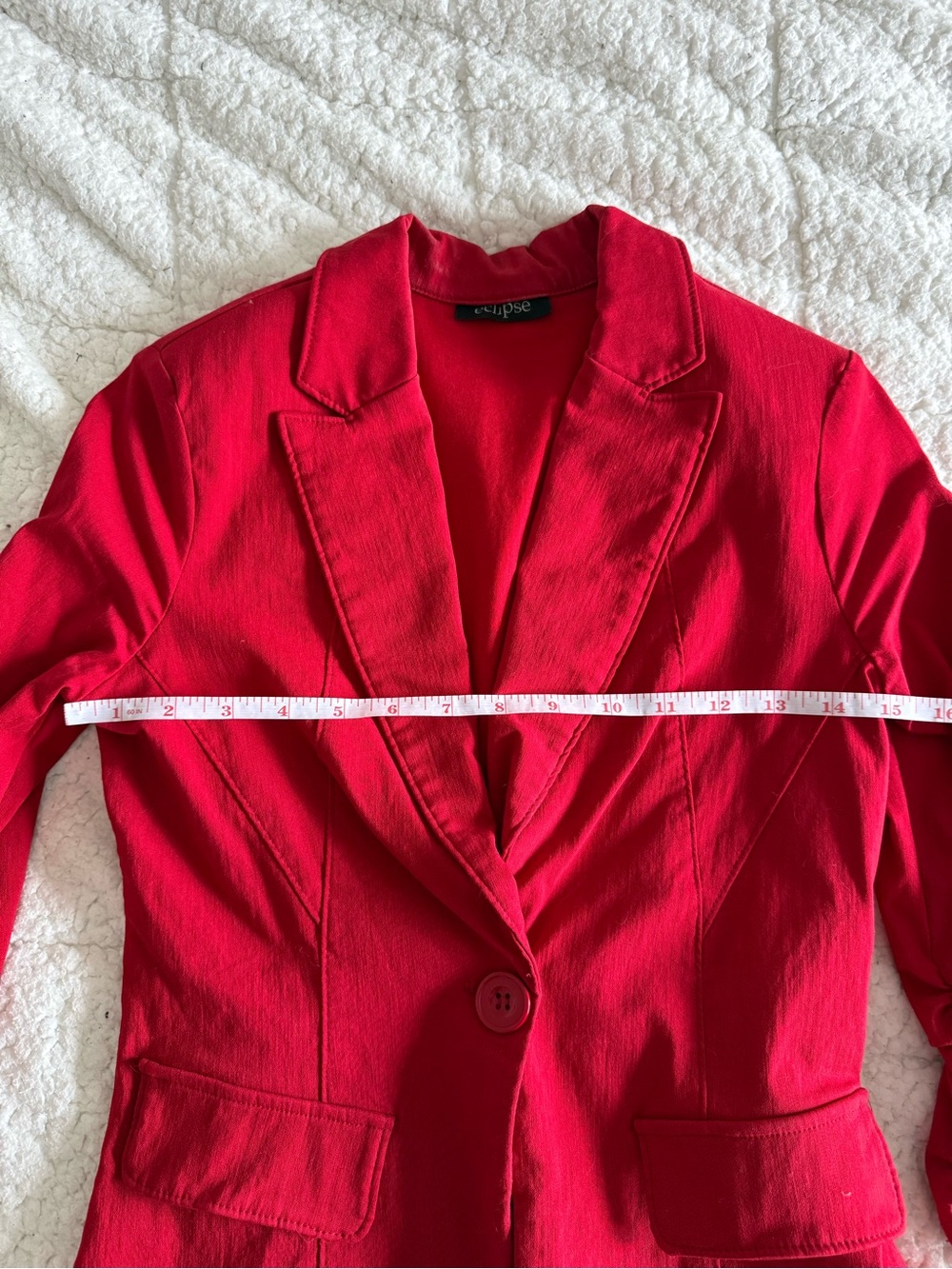 Eclipse Red Single-Button Ruched-Sleeve Blazer - Picture 4 of 5